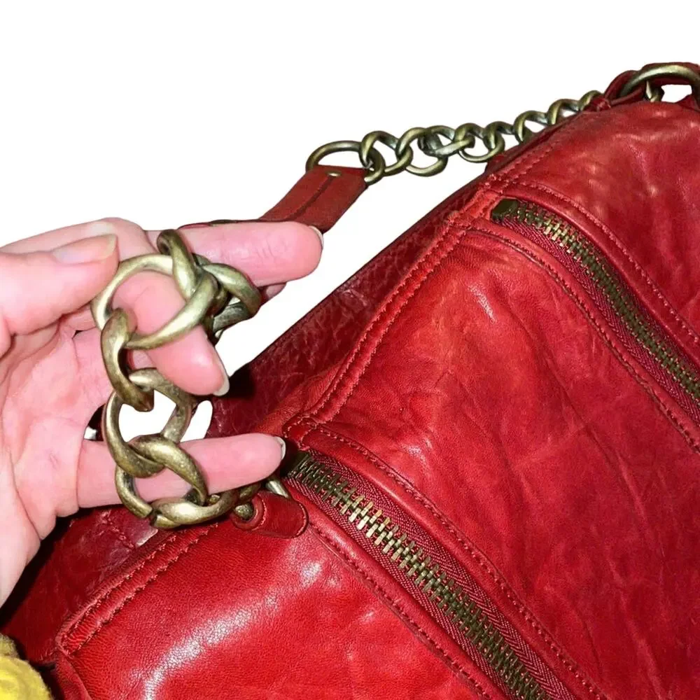 Cynthia Rowley red vintage hobo satchel crossbody bag purse